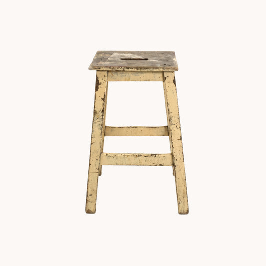ST029JN / WHITE PAINTED WOODEN STOOL