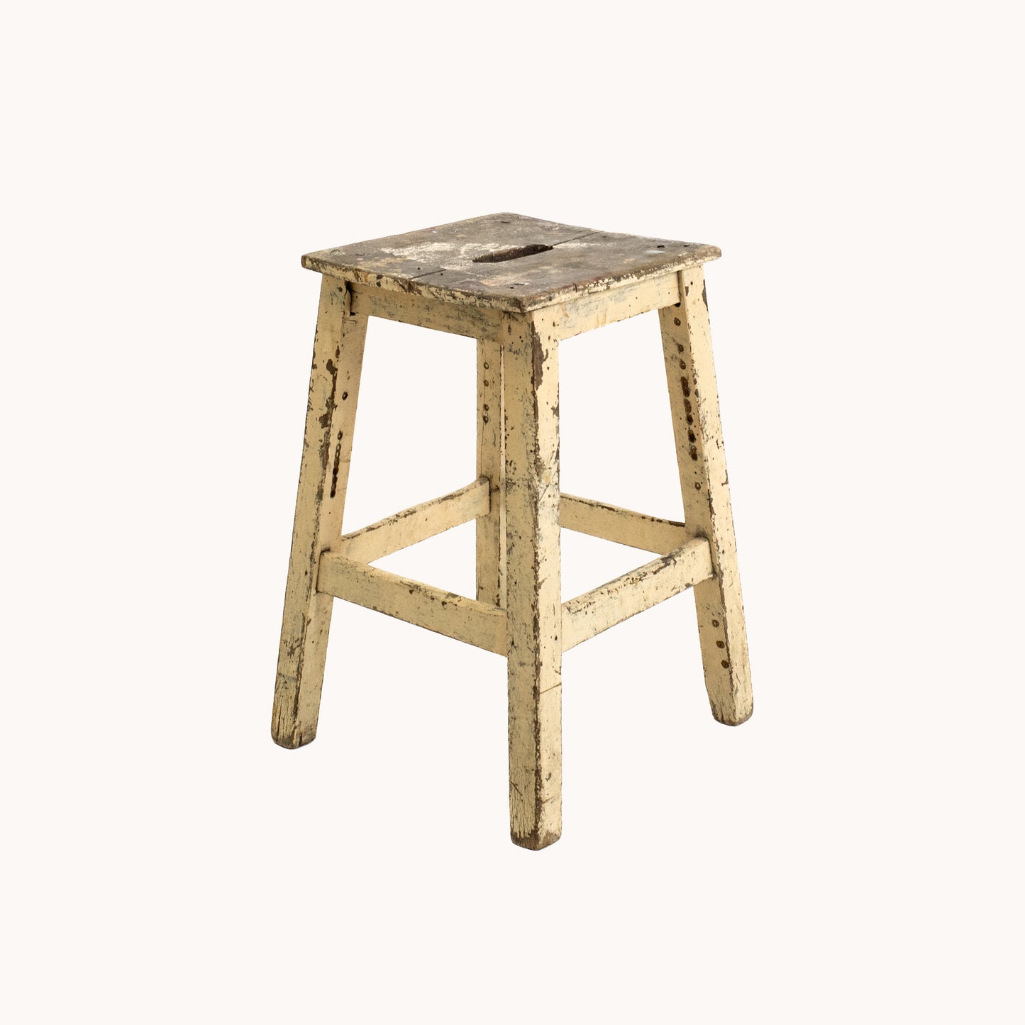ST029JN / WHITE PAINTED WOODEN STOOL