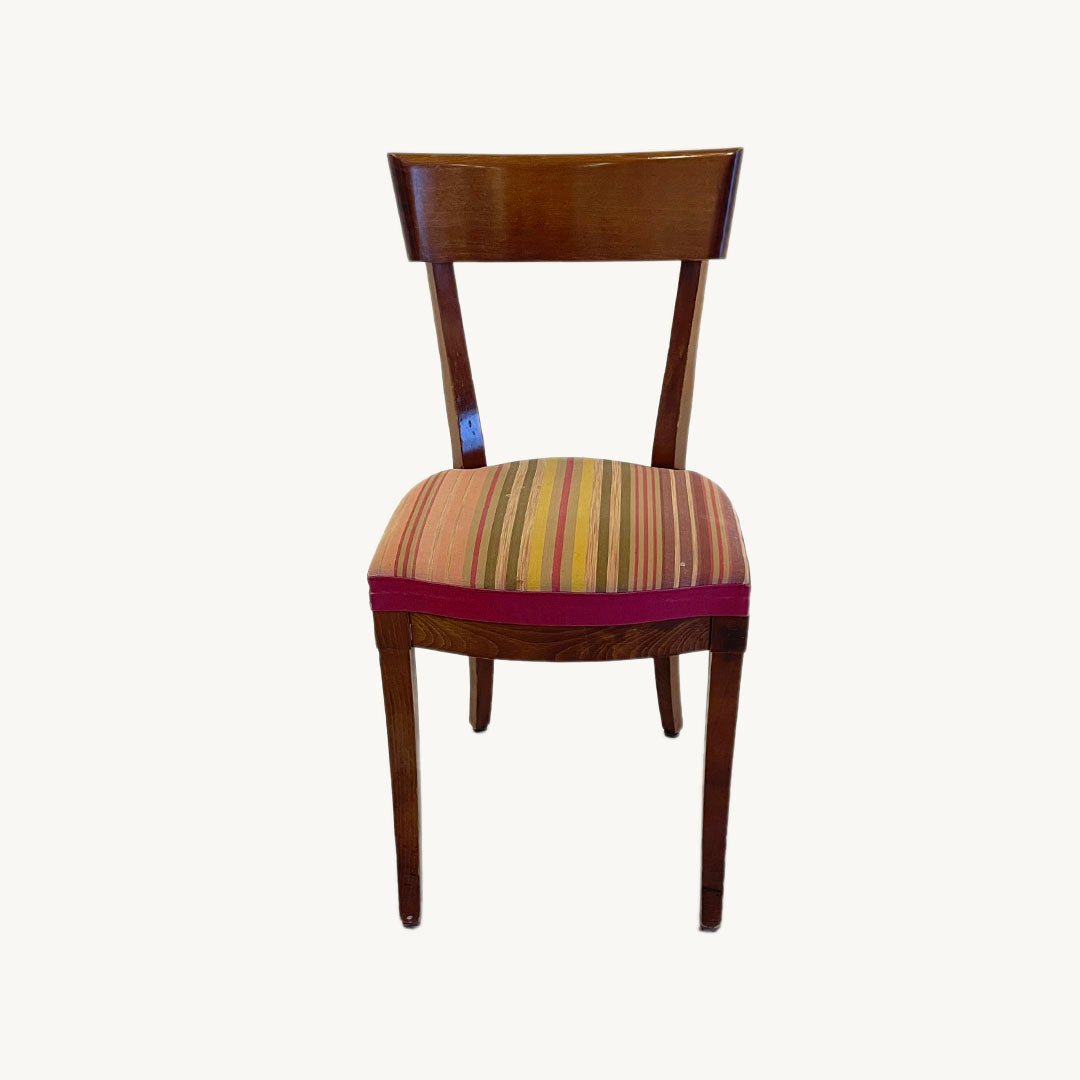 JN.01.0085 / WOODEN CHAIR COLORFUL STRIPED UPHOLSTERY