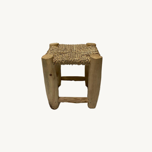ST009JN / WOOD AND SISAL SMALL STOOL