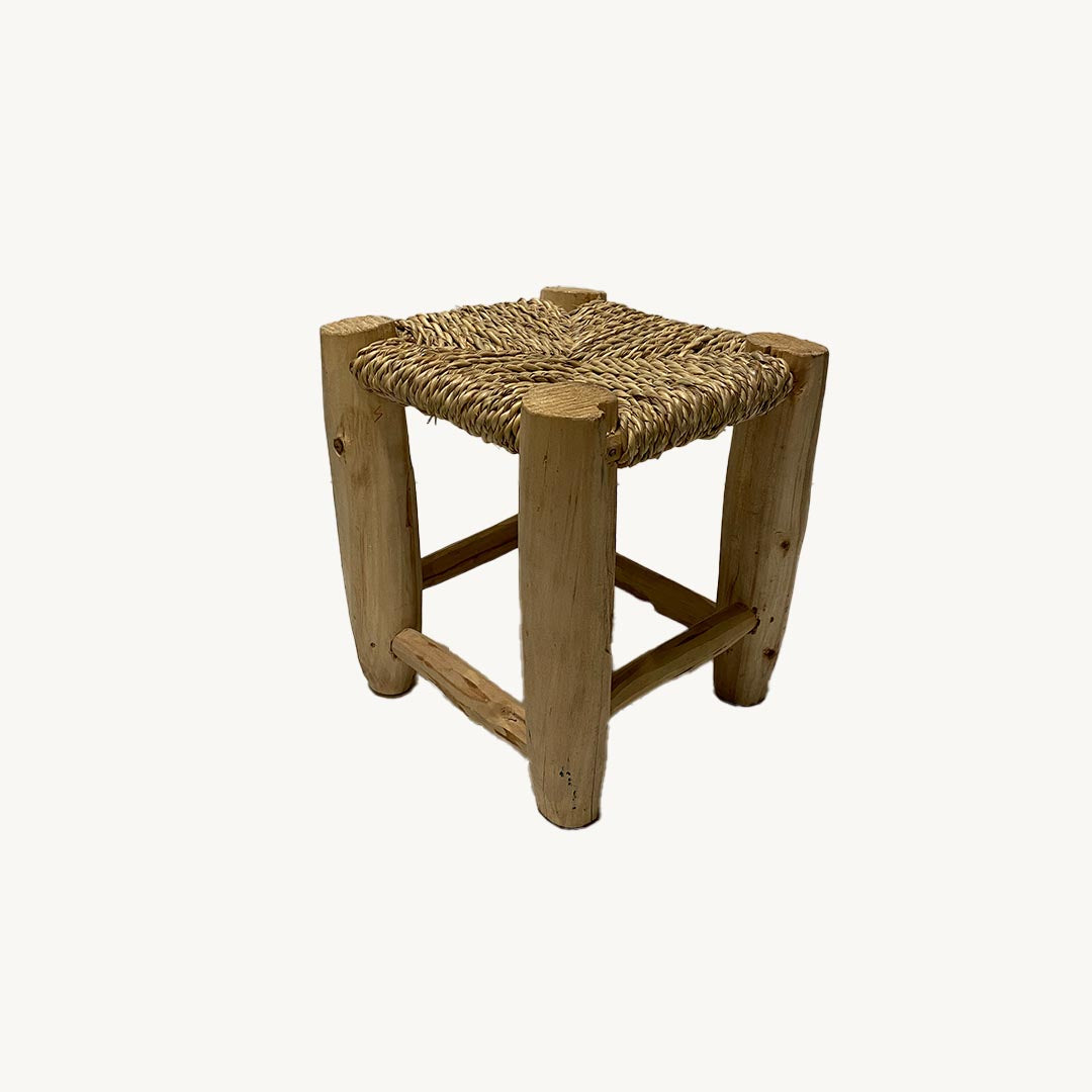 ST009JN / WOOD AND SISAL SMALL STOOL