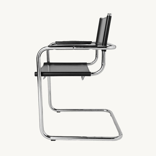 CH036PI / BLACK LEATHER & CHROME CHAIR