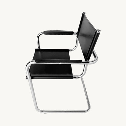 CH036PI / BLACK LEATHER & CHROME CHAIR