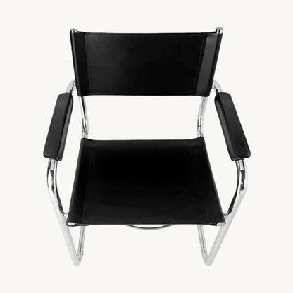 CH036PI / BLACK LEATHER & CHROME CHAIR