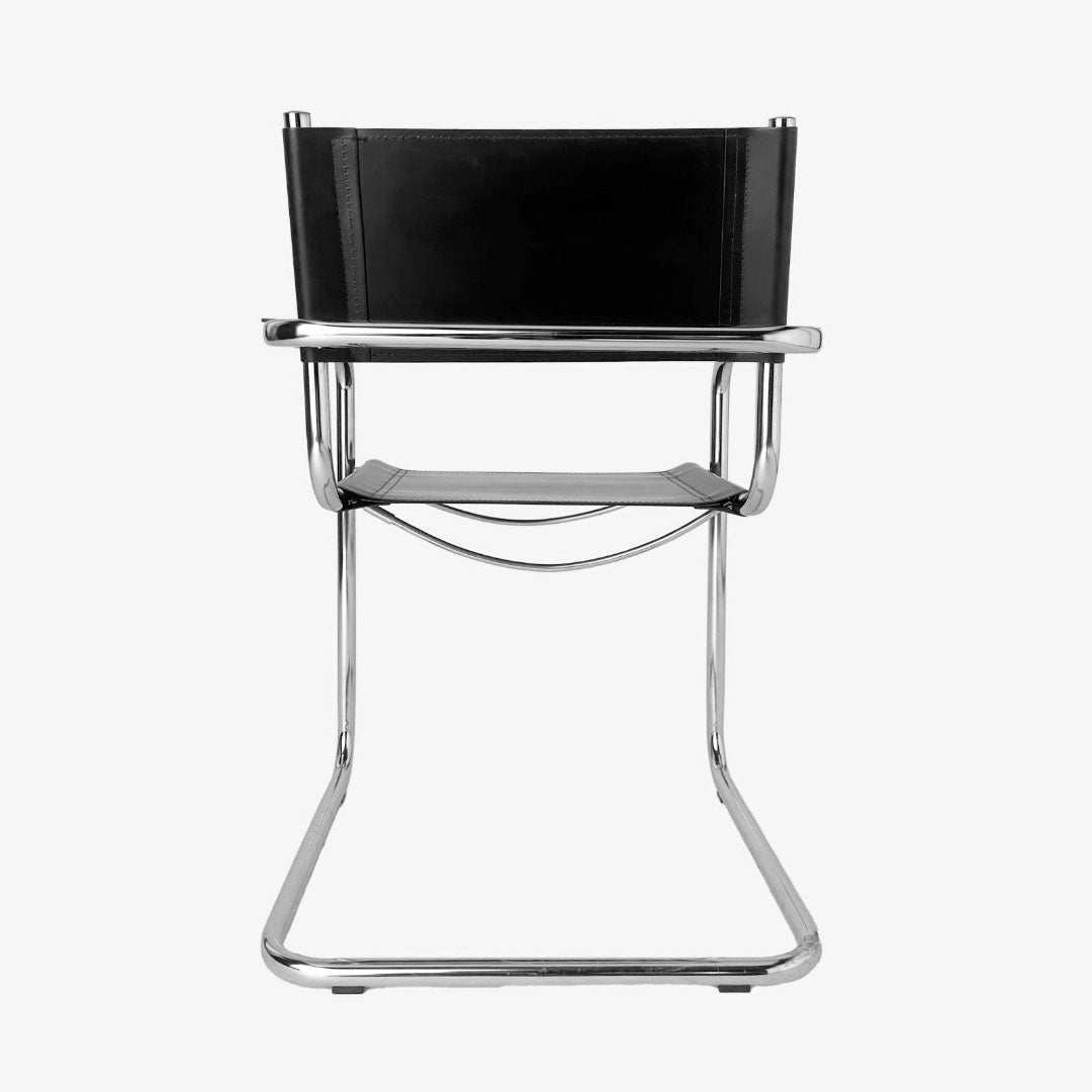CH036PI / BLACK LEATHER & CHROME CHAIR