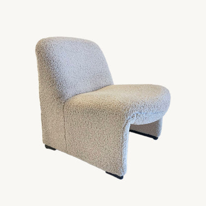 AR006JN / LOW WHITE UPHOLSTERED ARMCHAIR