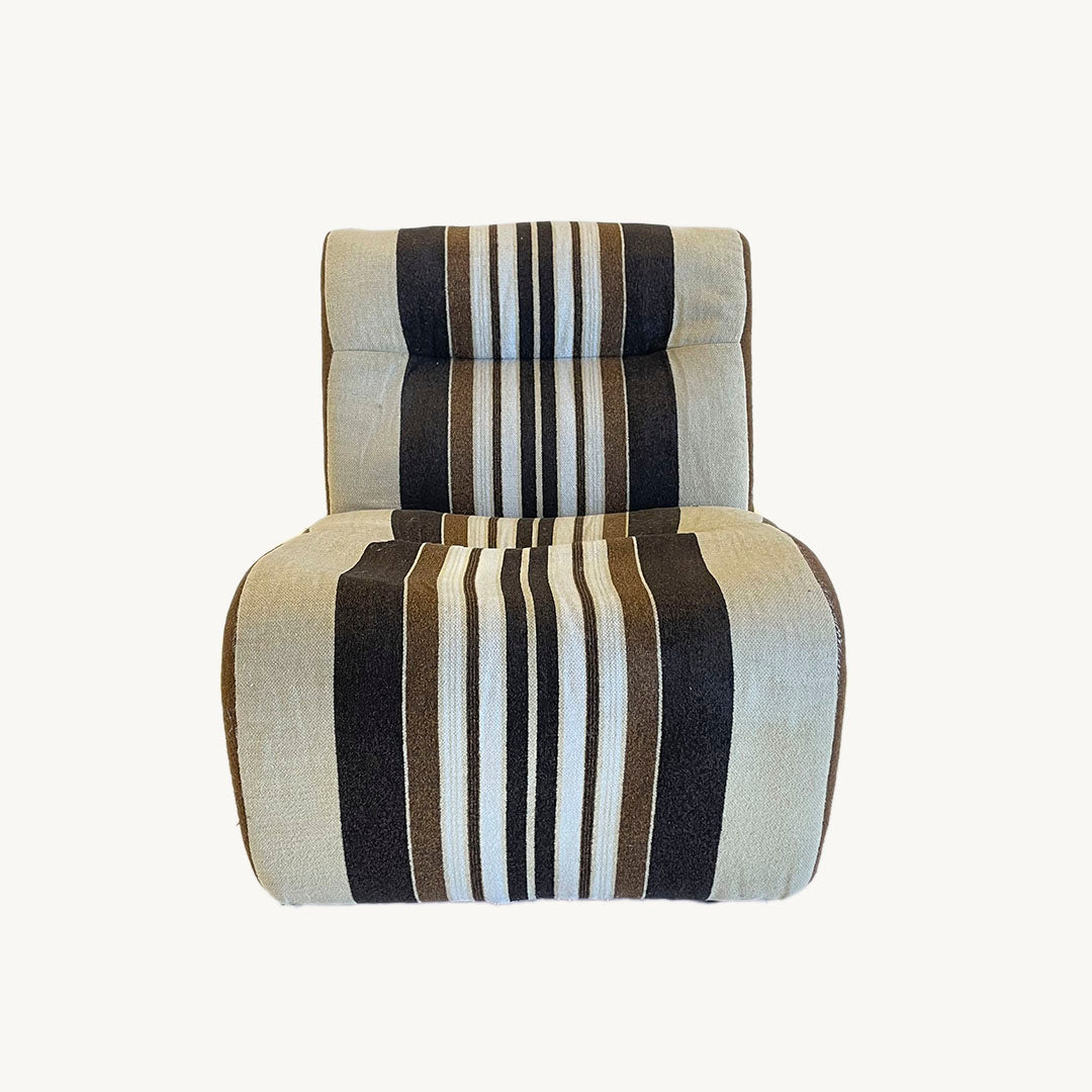 AR008JN / LOW STRIPED UPHOLSTERED ARMCHAIR