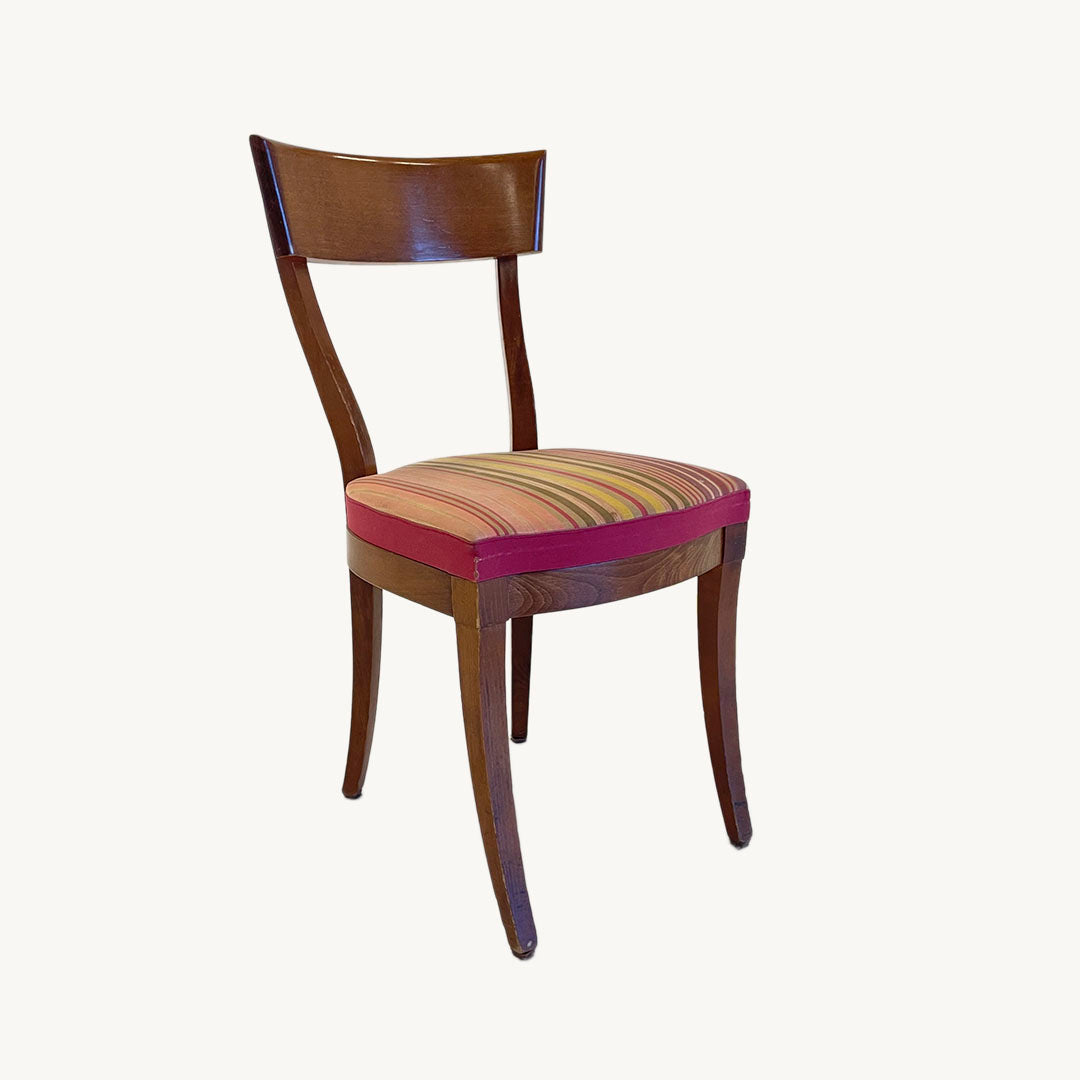CH048JN / WOODEN CHAIR COLORFUL STRIPED UPHOLSTERY