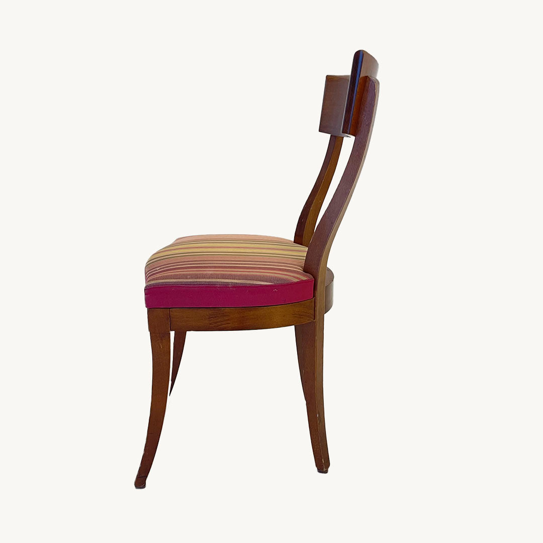CH048JN / WOODEN CHAIR COLORFUL STRIPED UPHOLSTERY