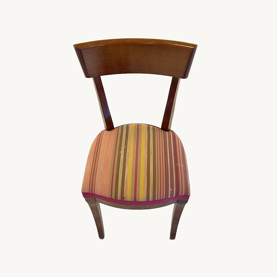 CH048JN / WOODEN CHAIR COLORFUL STRIPED UPHOLSTERY
