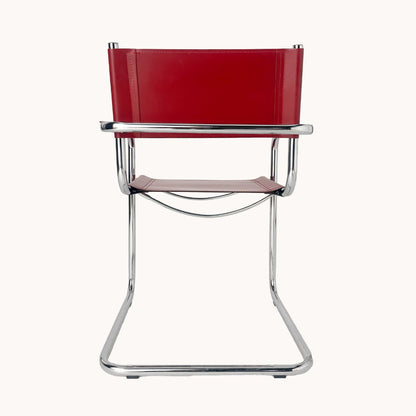 CH045PI / RED LEATHER & CHROME CHAIR