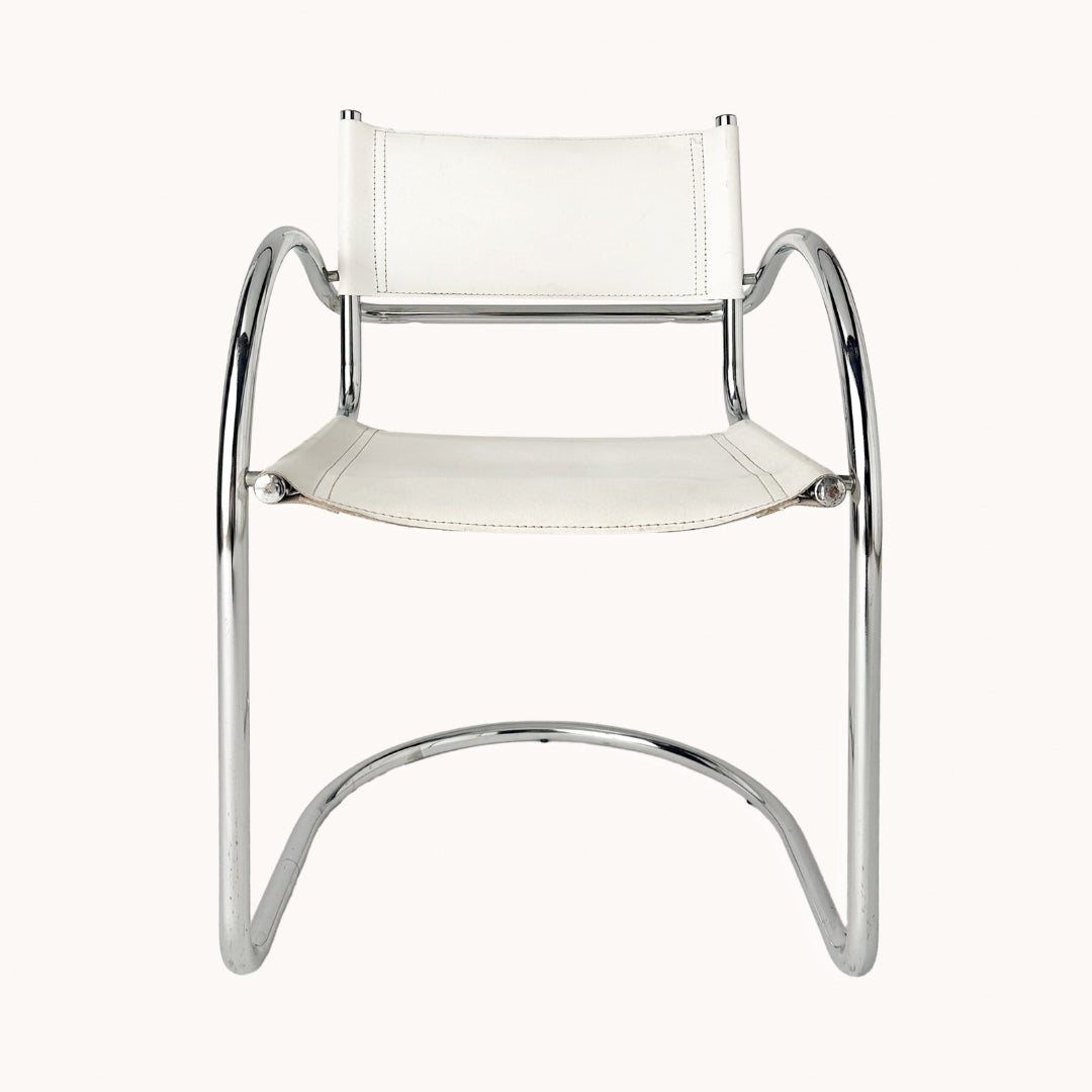 CH037PI / WHITE LEATHER & CHROME CHAIR