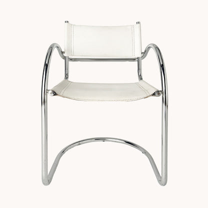 CH037PI / WHITE LEATHER & CHROME CHAIR