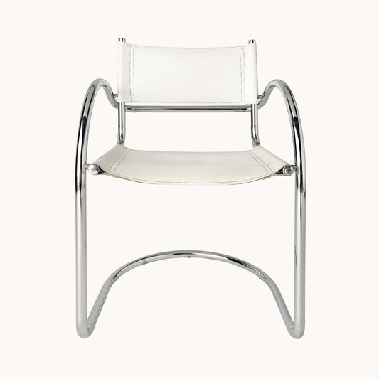 CH037PI / WHITE LEATHER & CHROME CHAIR