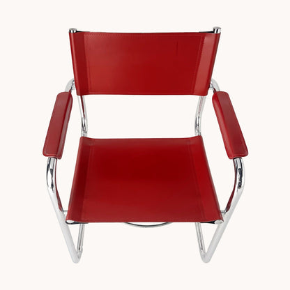 CH045PI / RED LEATHER & CHROME CHAIR