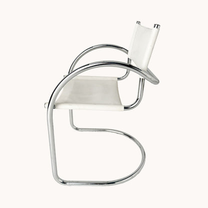 CH037PI / WHITE LEATHER & CHROME CHAIR
