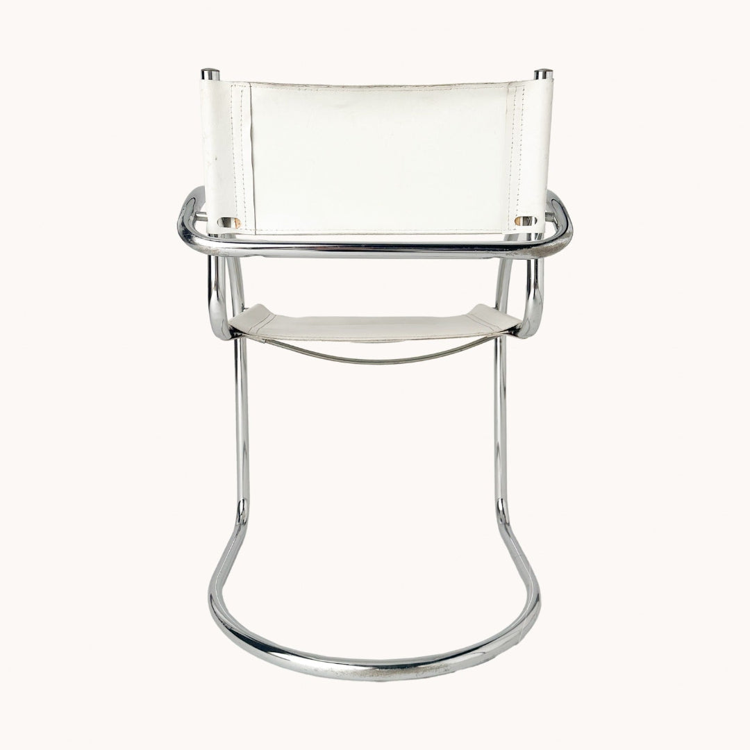 CH037PI / WHITE LEATHER & CHROME CHAIR