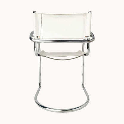CH037PI / WHITE LEATHER & CHROME CHAIR