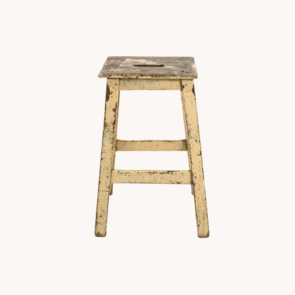 ST029JN / WHITE PAINTED WOODEN STOOL