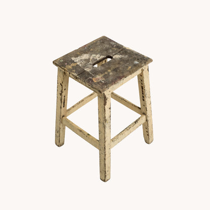 ST029JN / WHITE PAINTED WOODEN STOOL