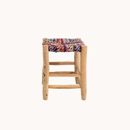 ST015JN / LIGHT WOOD AND COLOURED ROPE STOOL