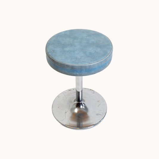 ST037JN / BLUE LEATHER AND METAL STOOL