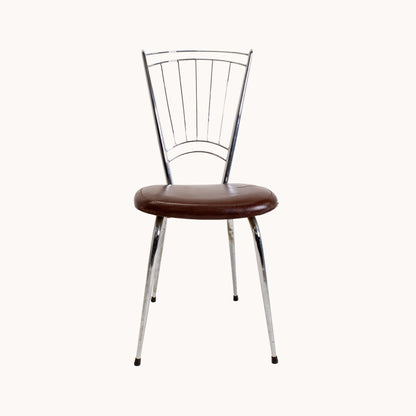 CH004JN / ALU CHAIR BROWN UPHOLSTERED