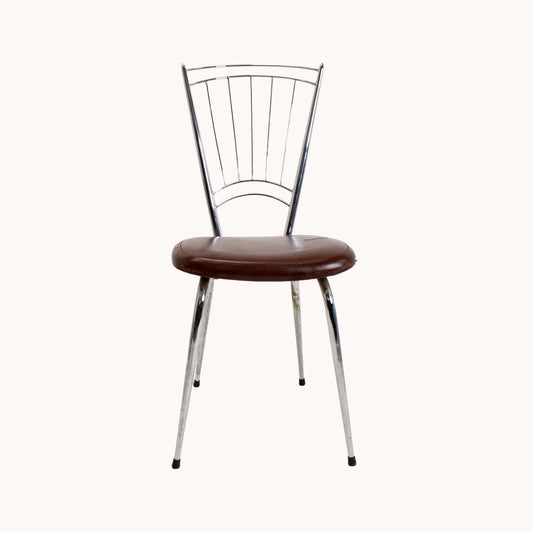 CH004JN / ALU CHAIR BROWN UPHOLSTERED