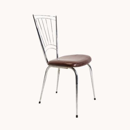 CH004JN / ALU CHAIR BROWN UPHOLSTERED