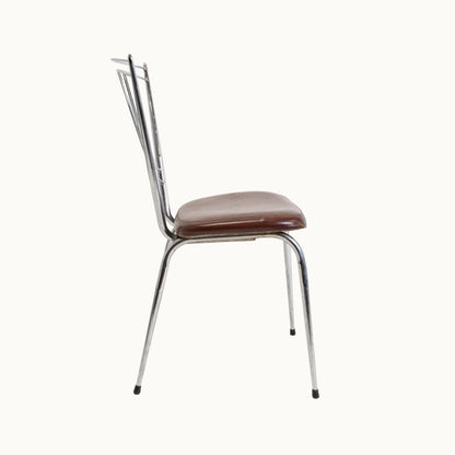 CH004JN / ALU CHAIR BROWN UPHOLSTERED