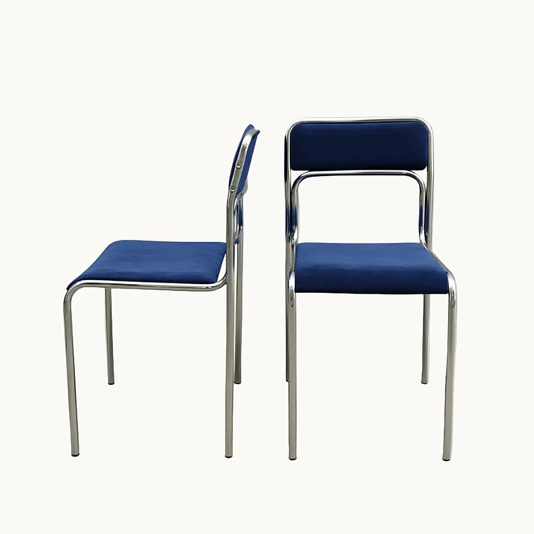 CH041CH / NAVY VELVET CHROMED CHAIR