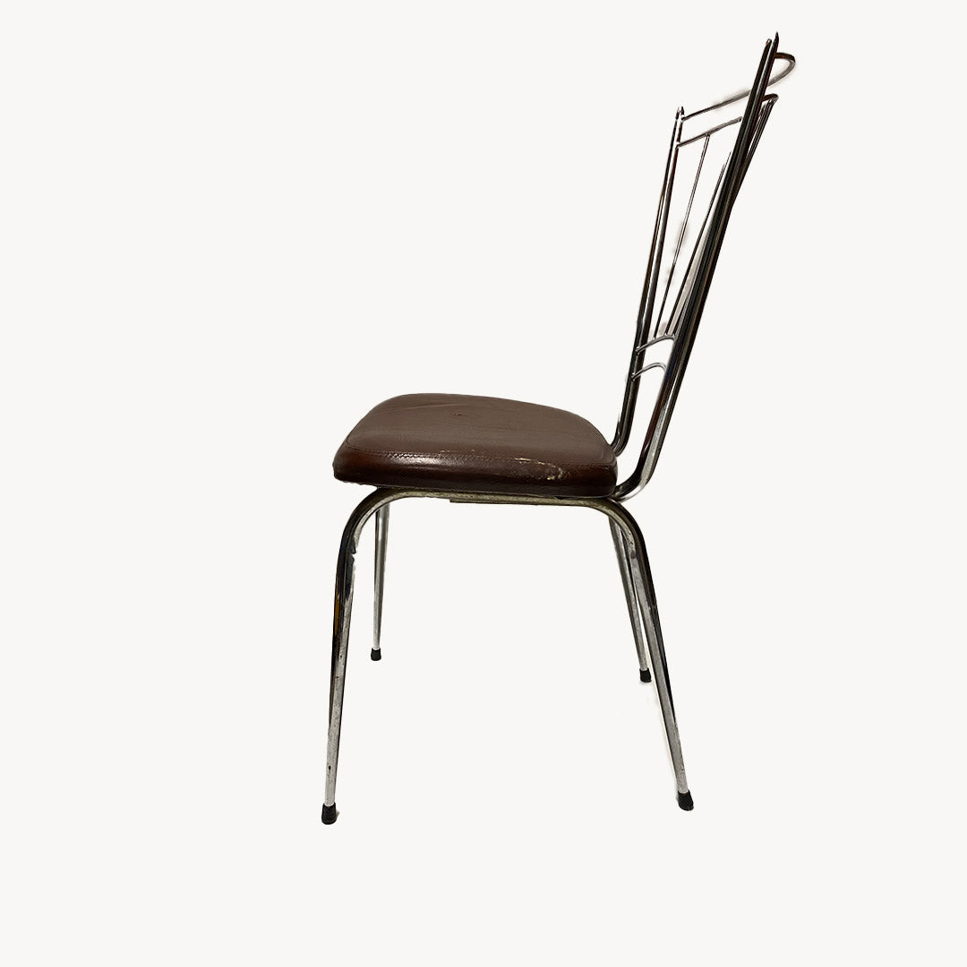 CH004JN / ALU CHAIR BROWN UPHOLSTERED