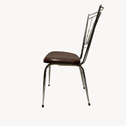 CH004JN / ALU CHAIR BROWN UPHOLSTERED